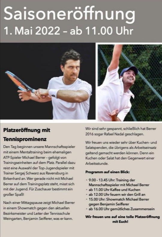 Saisoneröffnung 01. Mai 2022