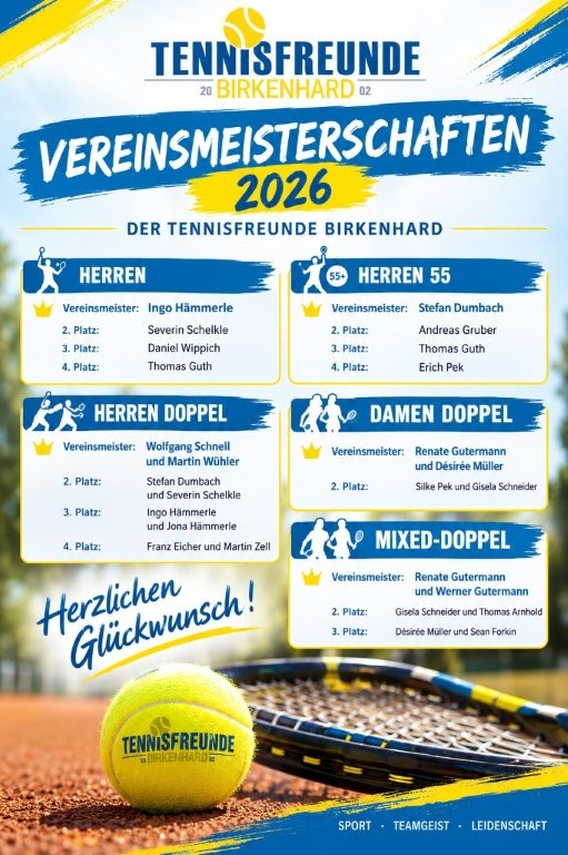Vereinsmeisterschaften 2026 Ergebnisse